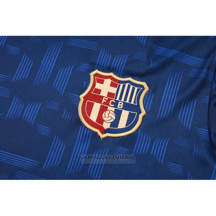 Fato de Treino Barcelona Manga Curta 2024-2025 Azul - Calcas Curta